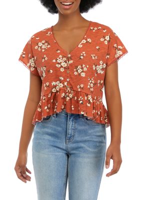 Short Sleeve Dolman Drop Hem Top