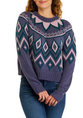 Crew Neck Intarsia Sweater