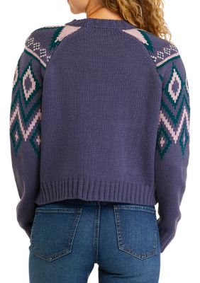 Crew Neck Intarsia Sweater