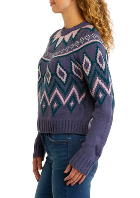 Crew Neck Intarsia Sweater