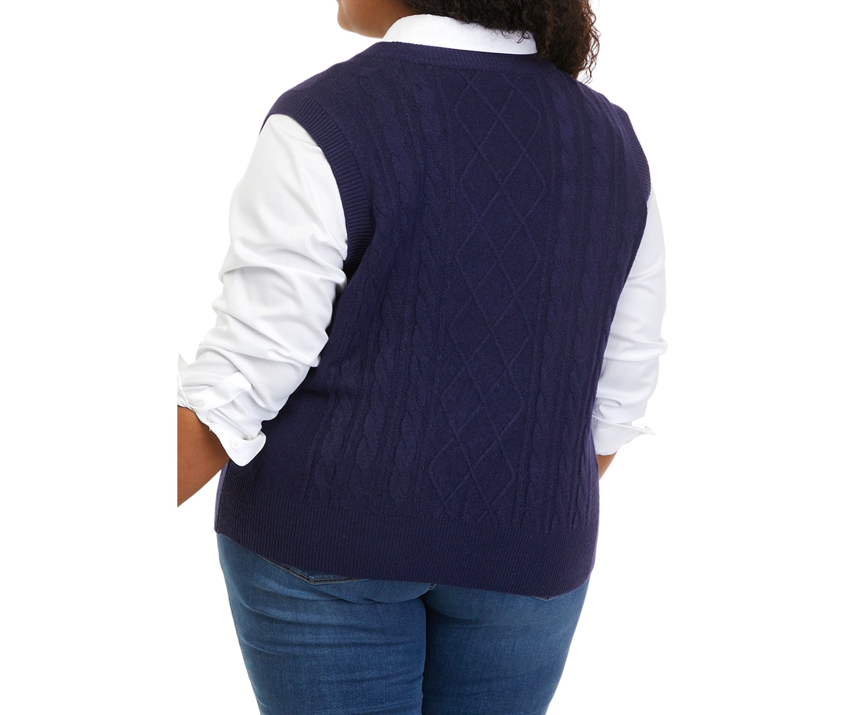 Plus Size Varsity Cable Stitch Sweater 
