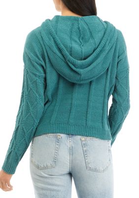 Long Sleeve Hooded Chenille Sweater