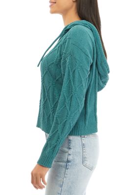 Long Sleeve Hooded Chenille Sweater