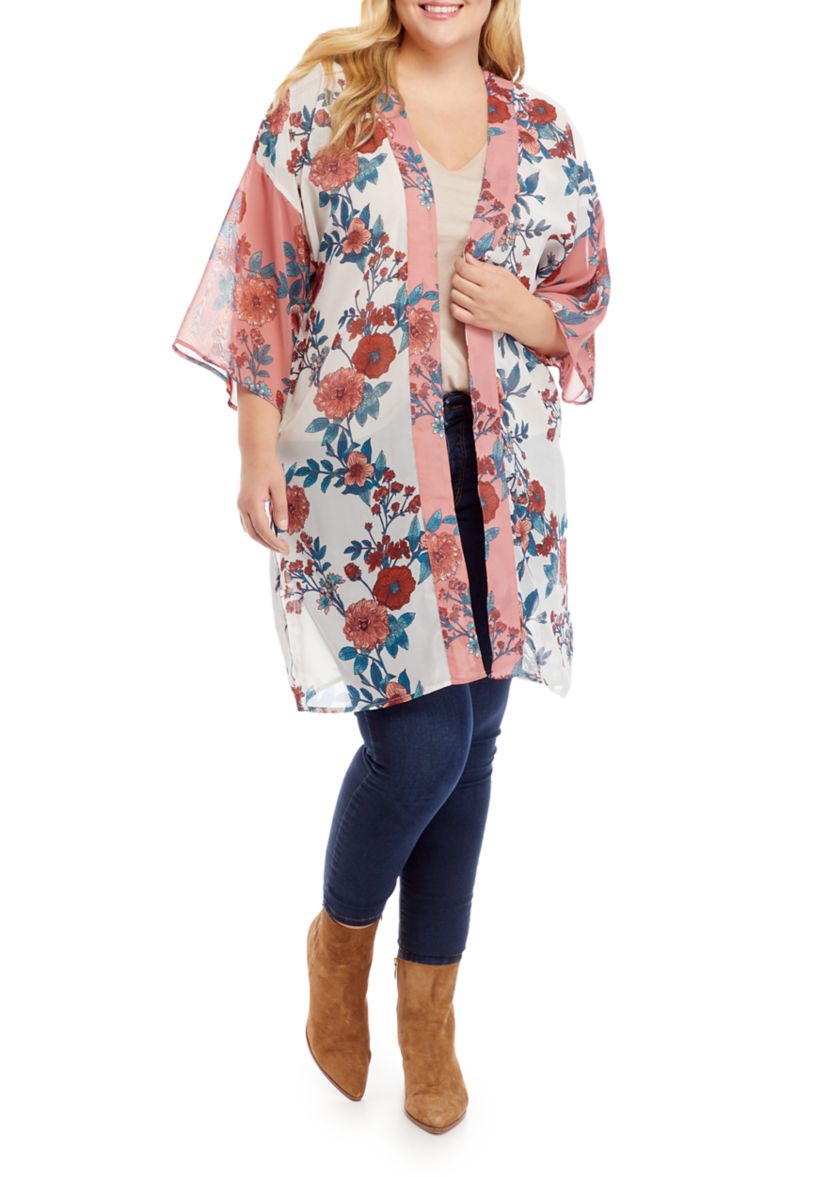Plus Size Printed Kimono