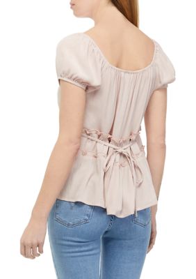 Juniors' Short Sleeve Tiered Top