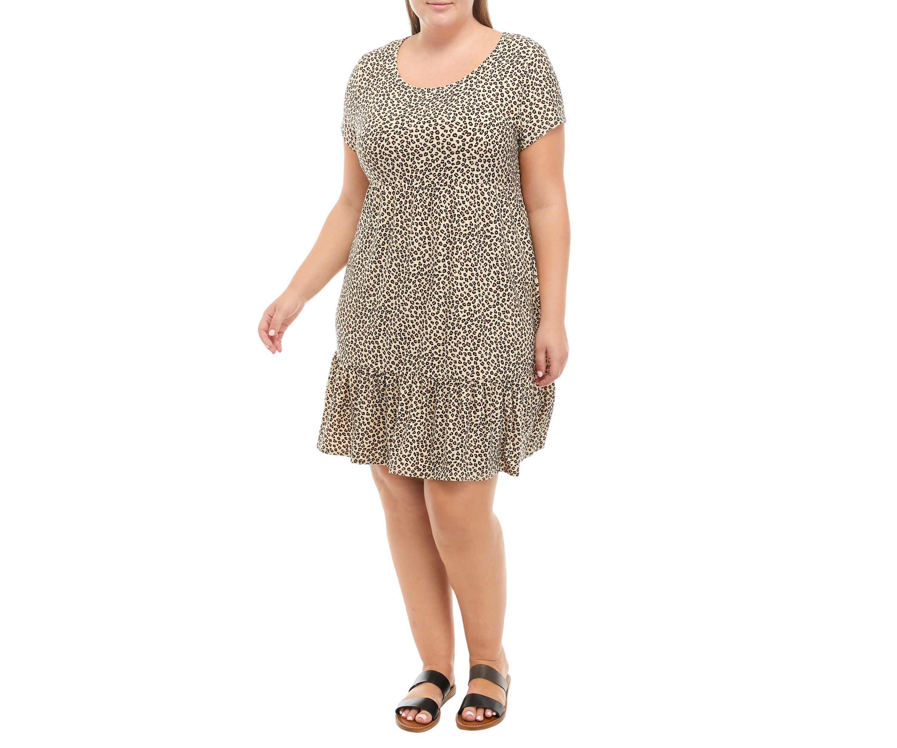 Plus Size Short Sleeve Peached Babydoll Dress