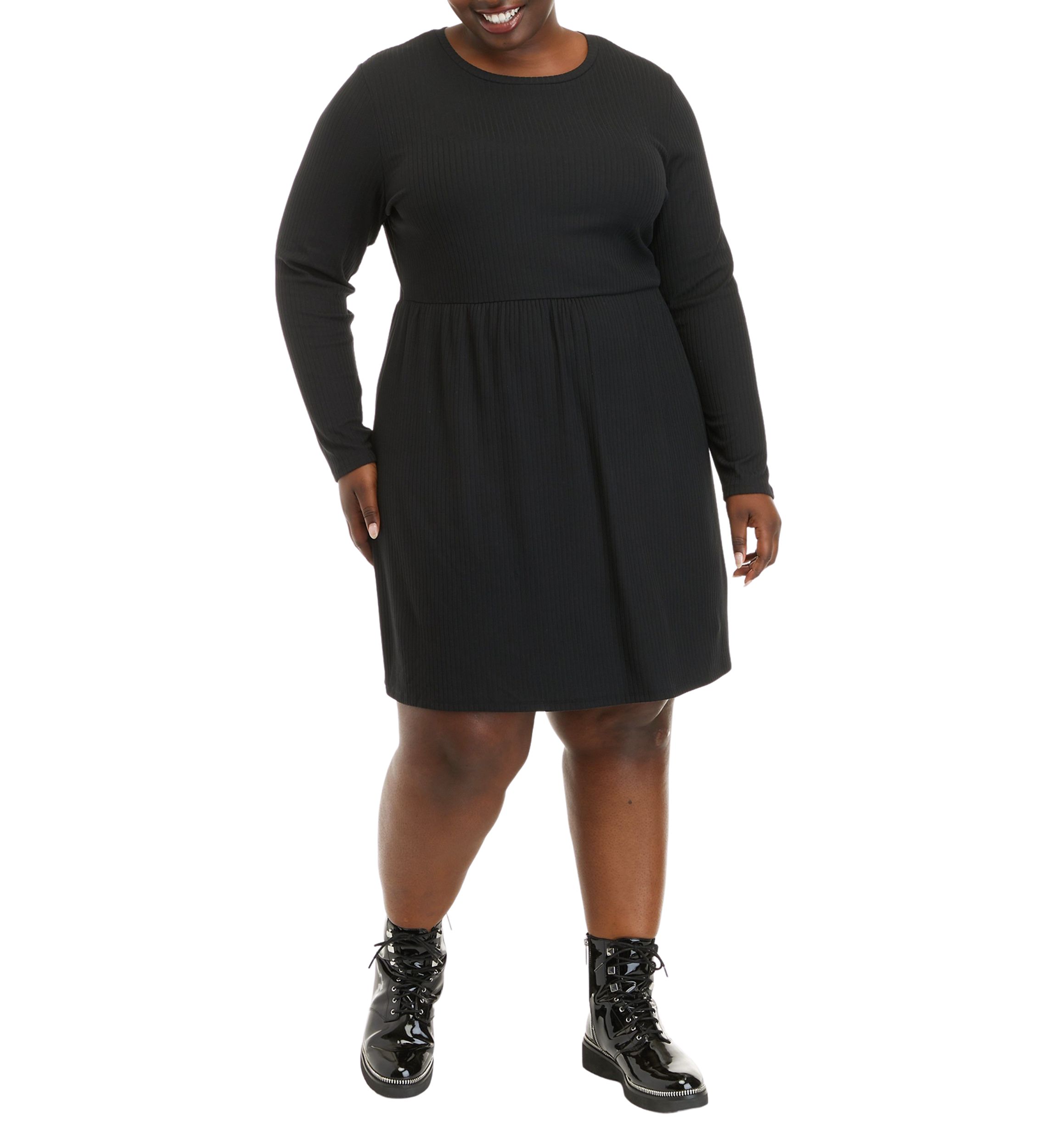 Plus Size Long Sleeve Cut Out Skater Dress