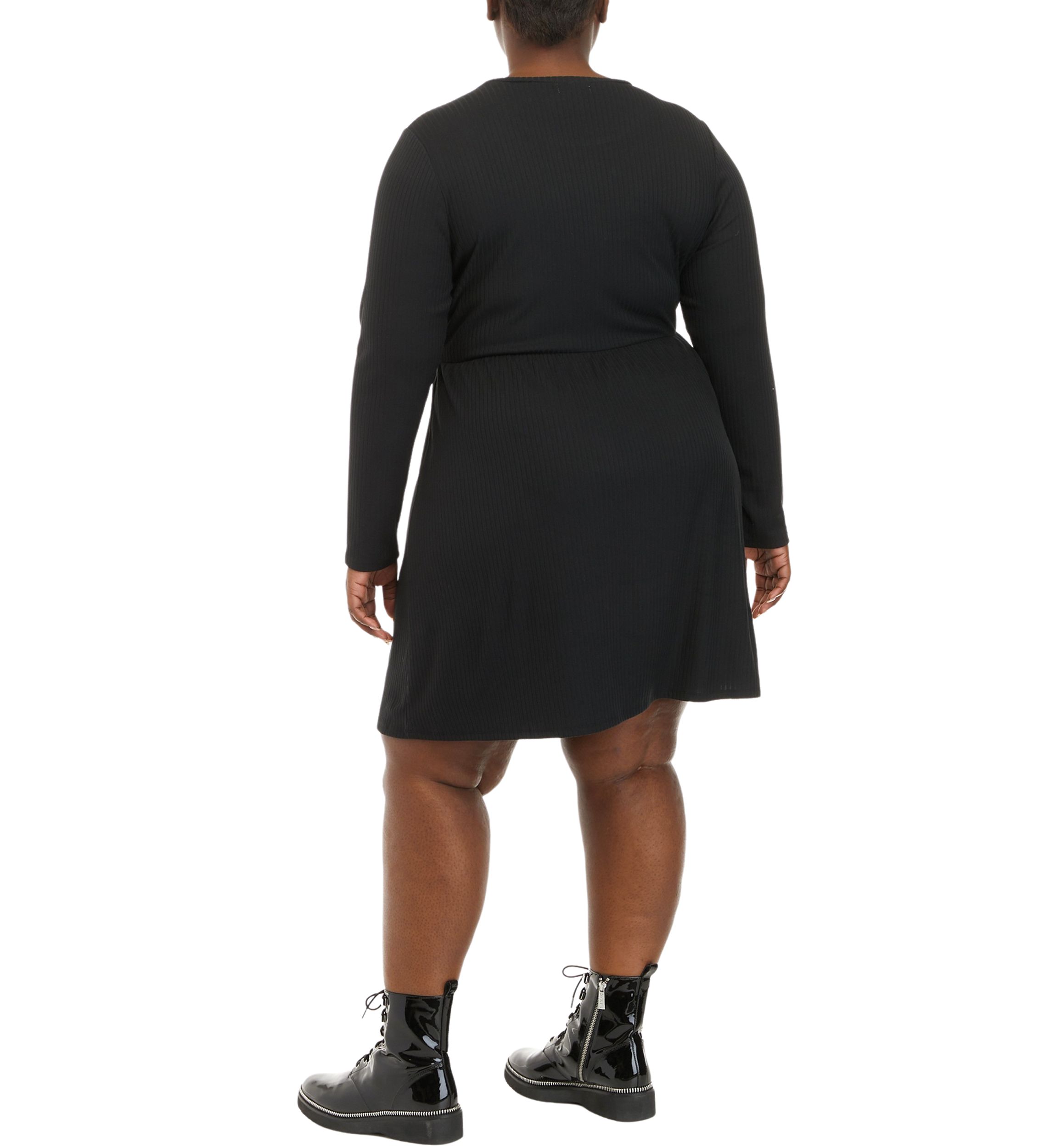 Plus Size Long Sleeve Cut Out Skater Dress