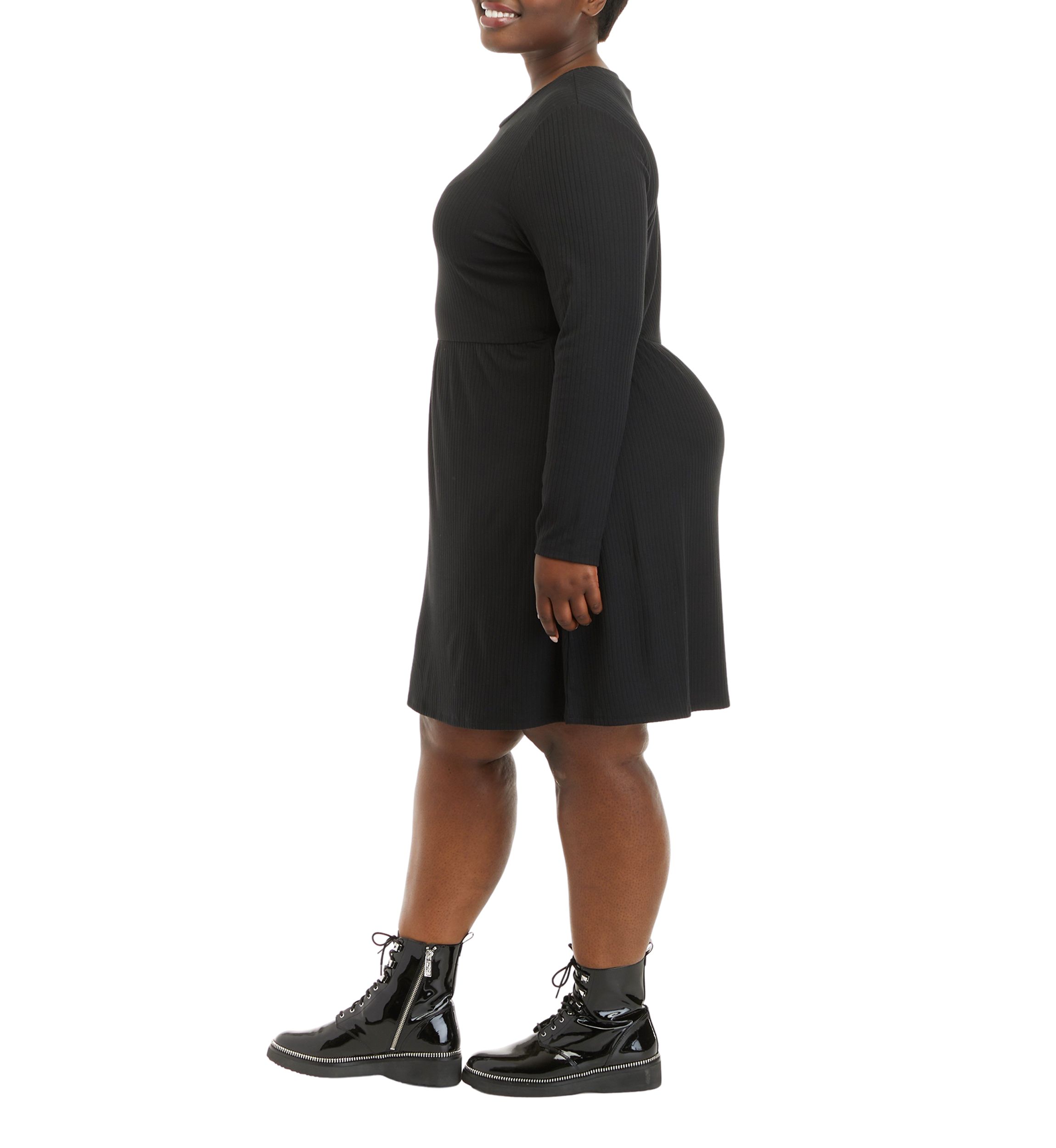 Plus Size Long Sleeve Cut Out Skater Dress