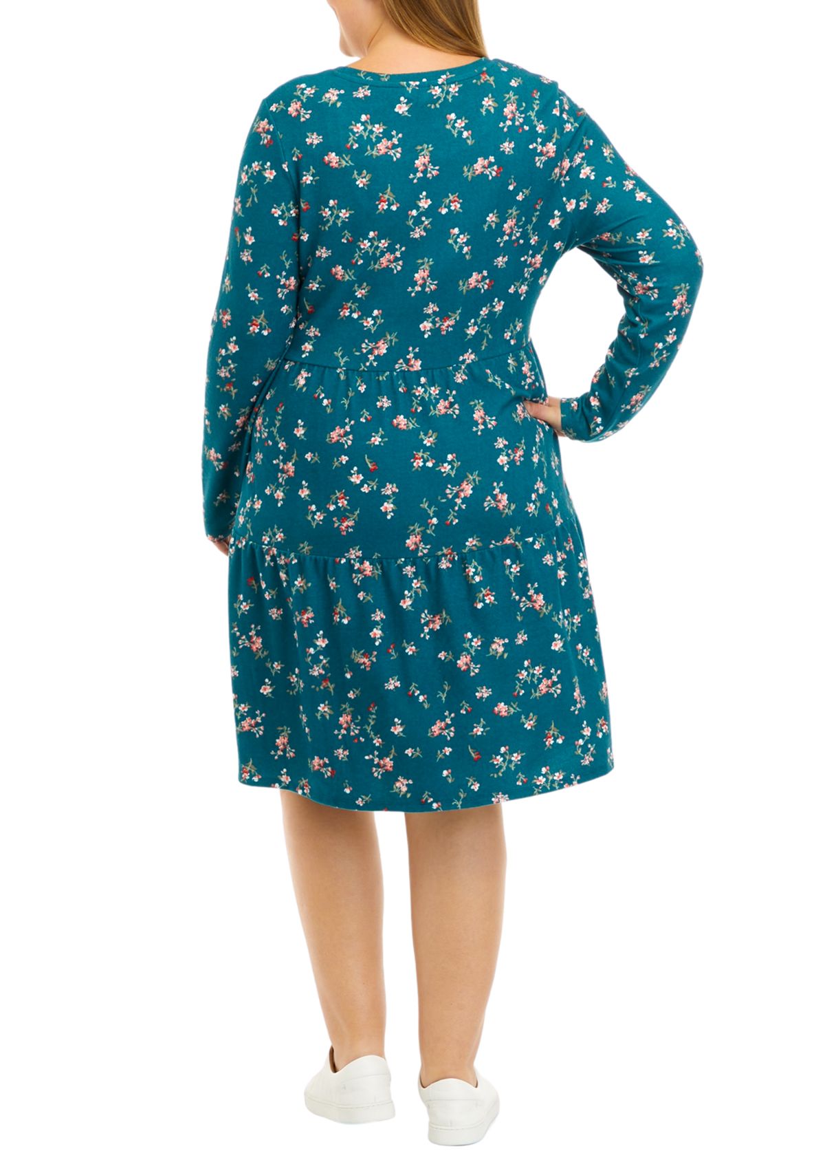 Plus Size Long Sleeve Hacci Babydoll Dress