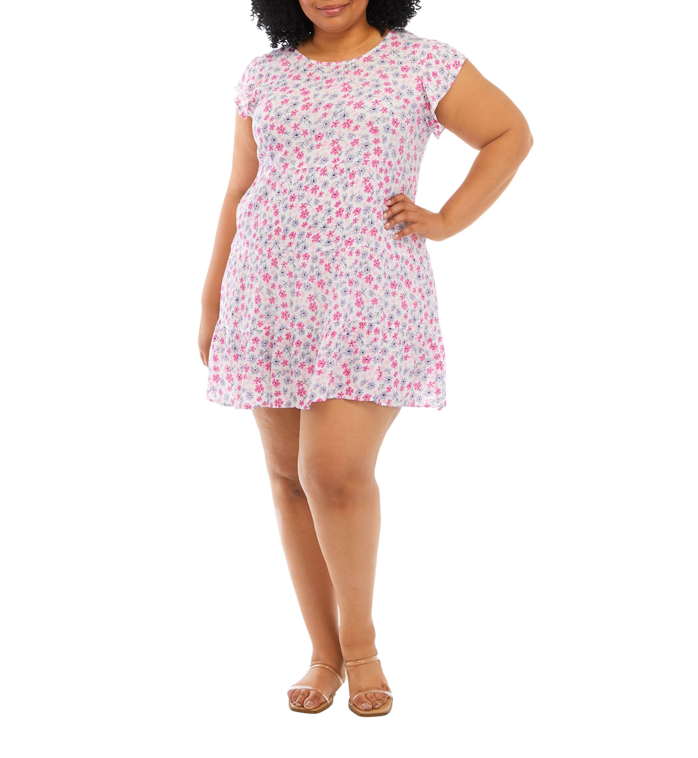 Plus Size Short Sleeve Tiered Dress