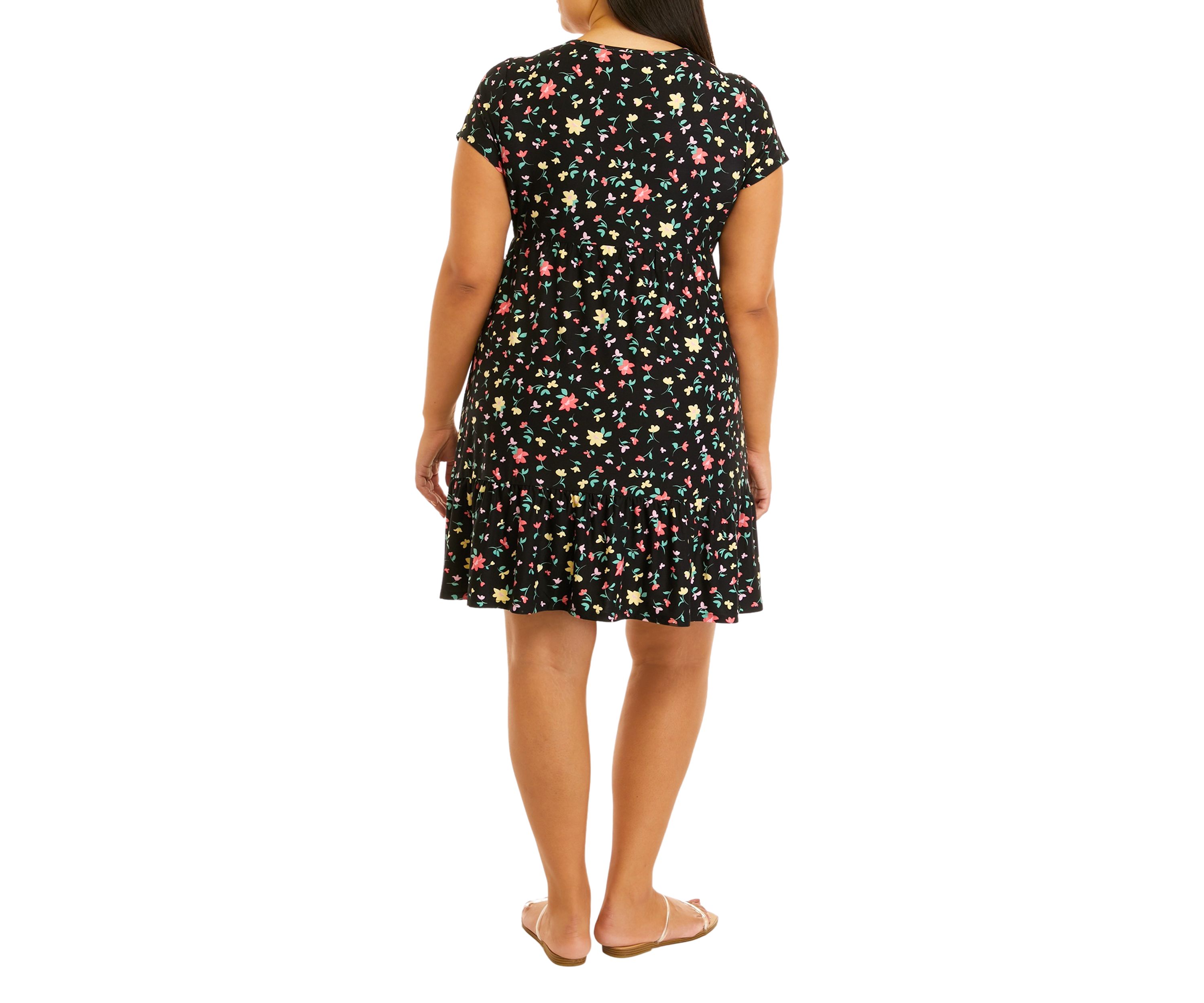 Plus Size Short Sleeve Crew Neck Babydoll Dress