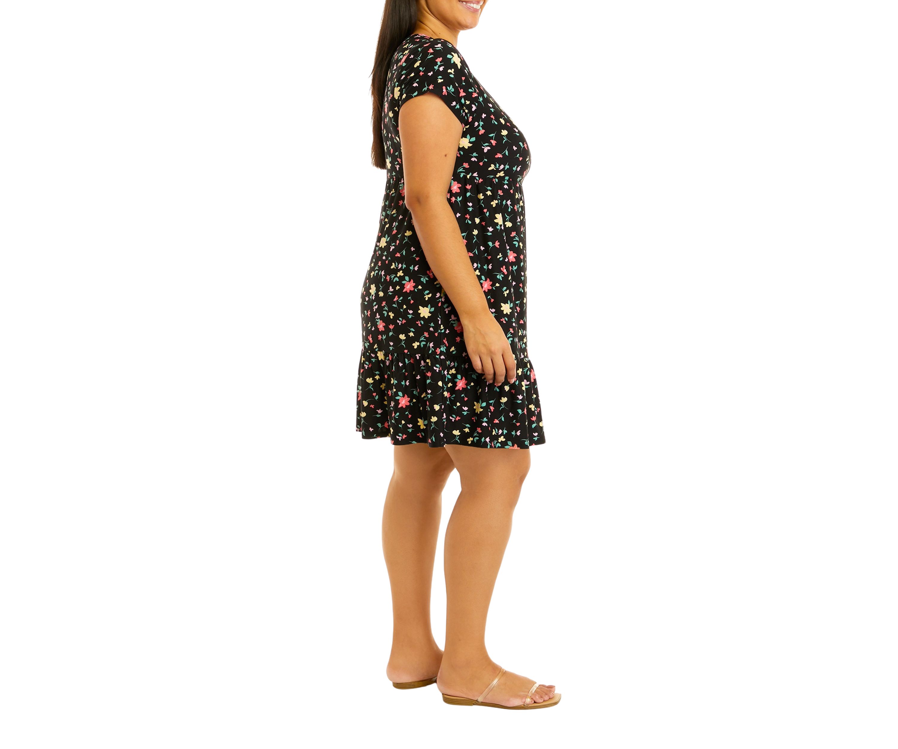 Plus Size Short Sleeve Crew Neck Babydoll Dress