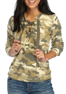 lace up camo shirt