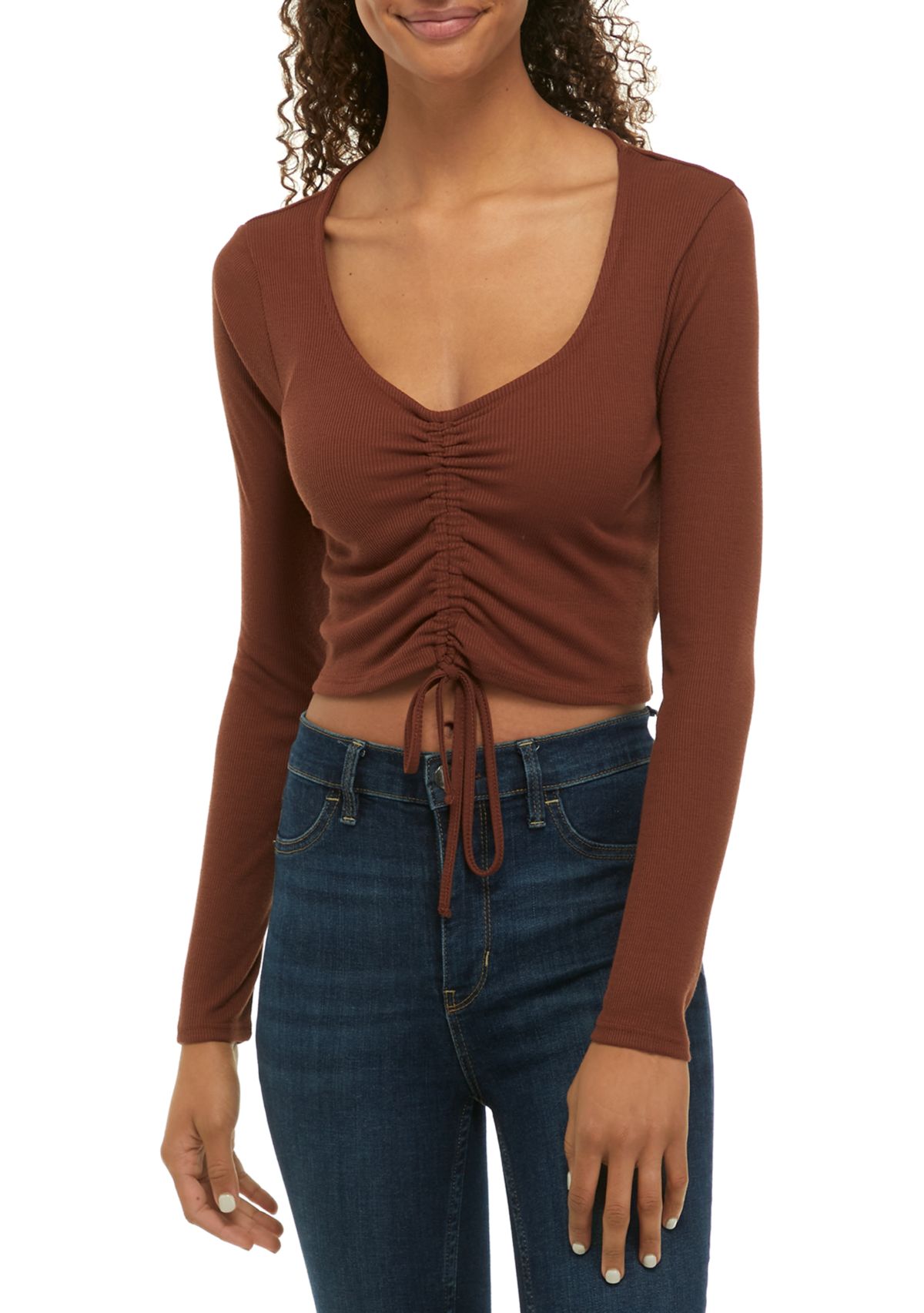 Long Sleeve Cinched Front Top