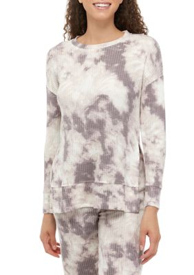 Juniors' Drop Shoulder Printed Thermal T-Shirt