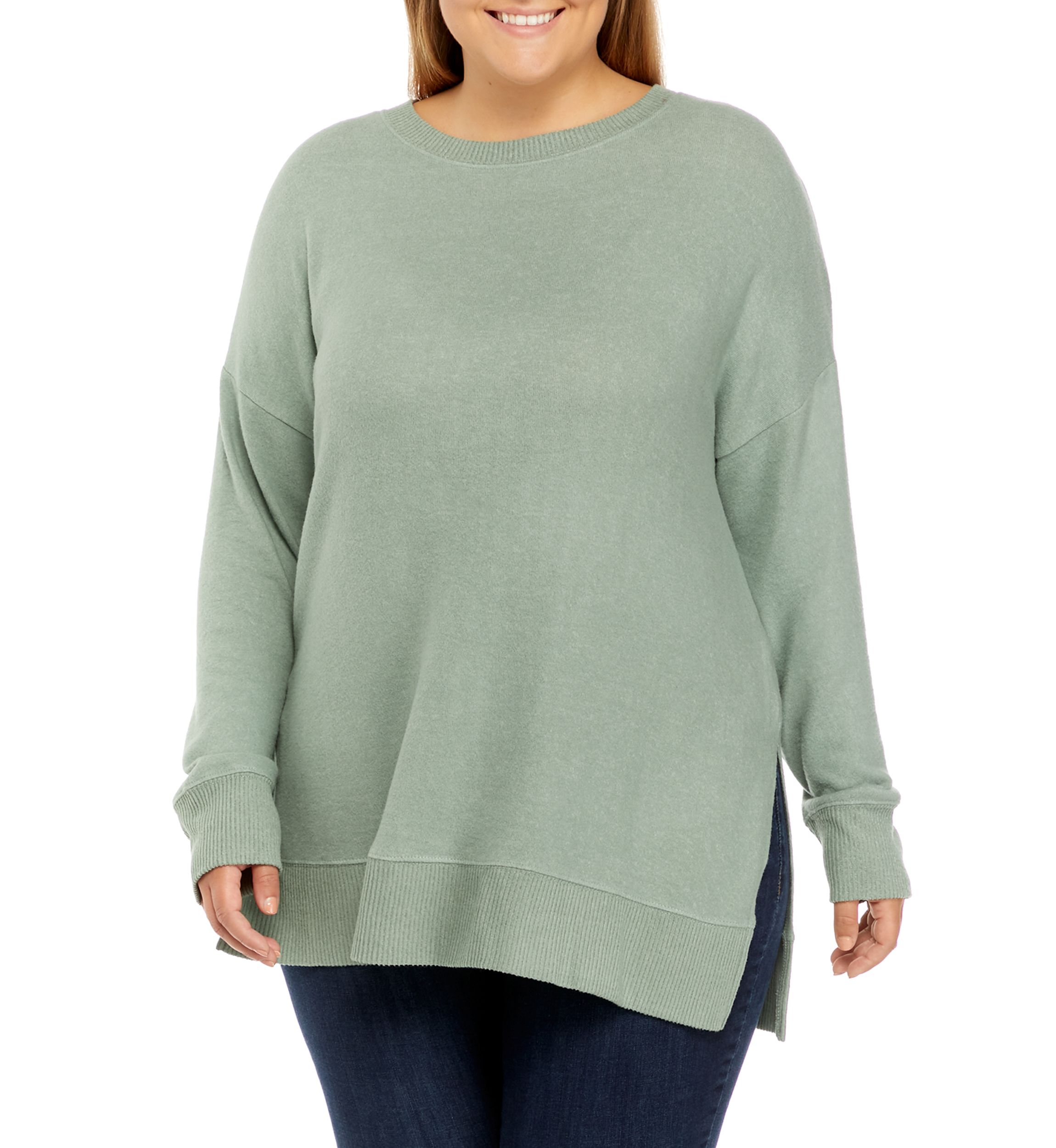 Plus Size Long Sleeve Hacci Tunic 