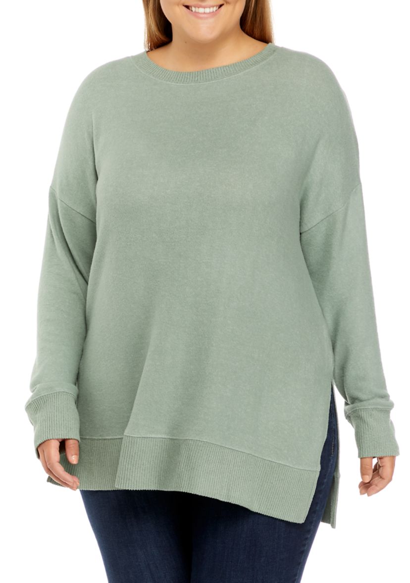 Plus Size Long Sleeve Hacci Tunic 