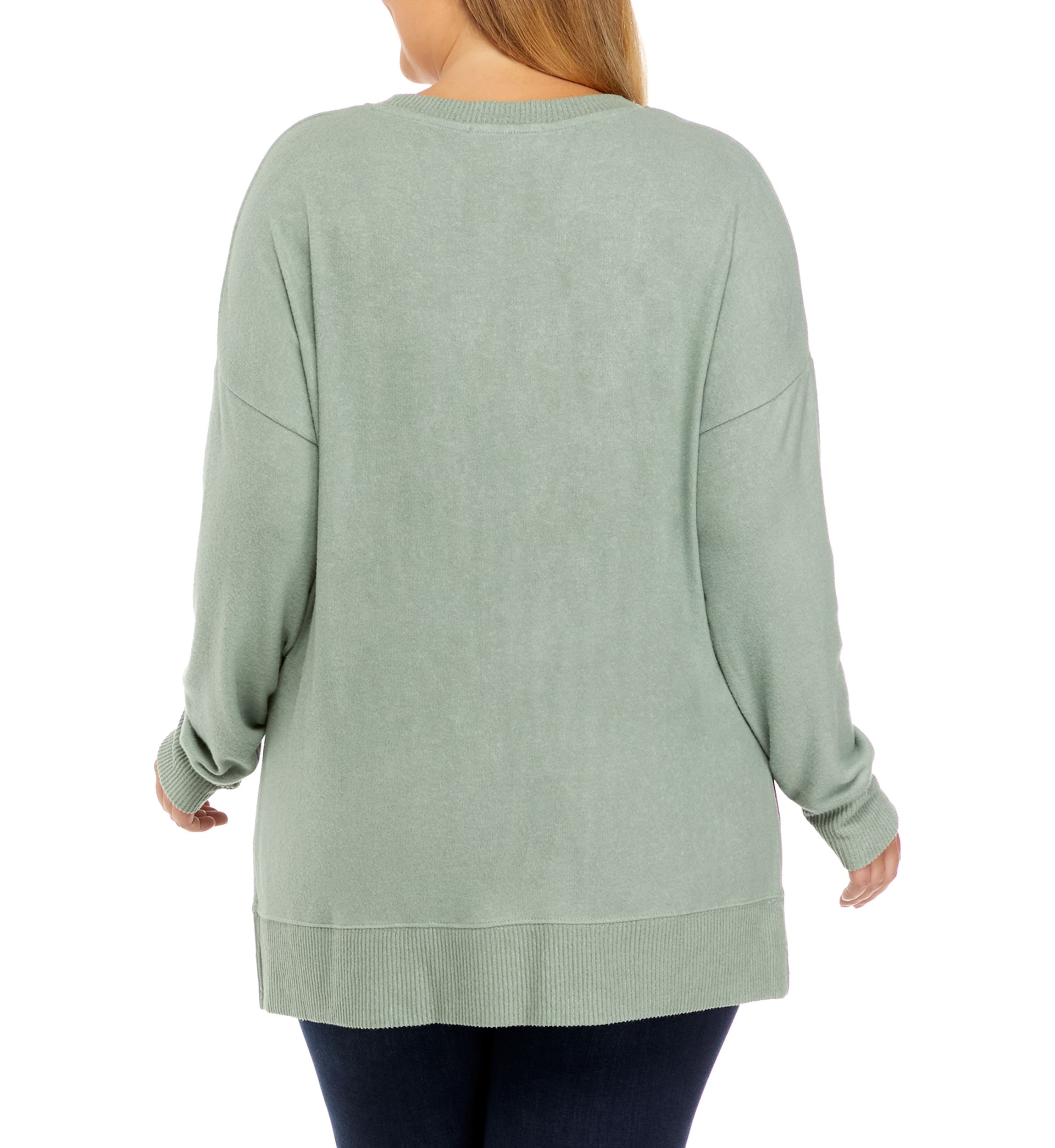 Plus Size Long Sleeve Hacci Tunic 