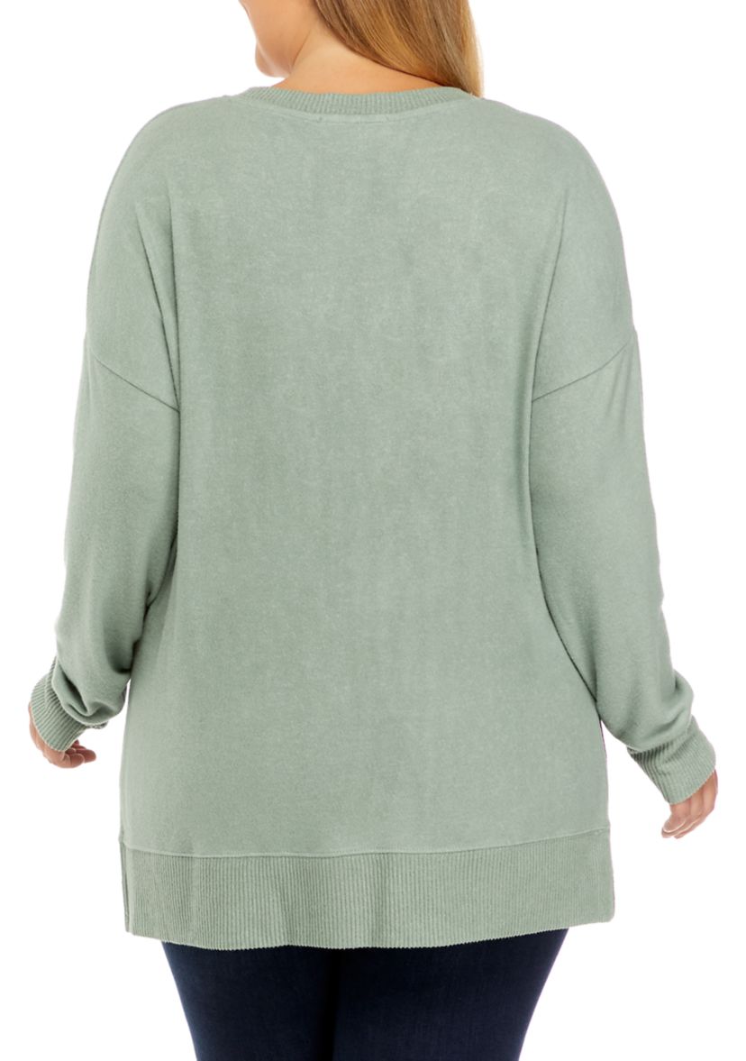 Plus Size Long Sleeve Hacci Tunic 