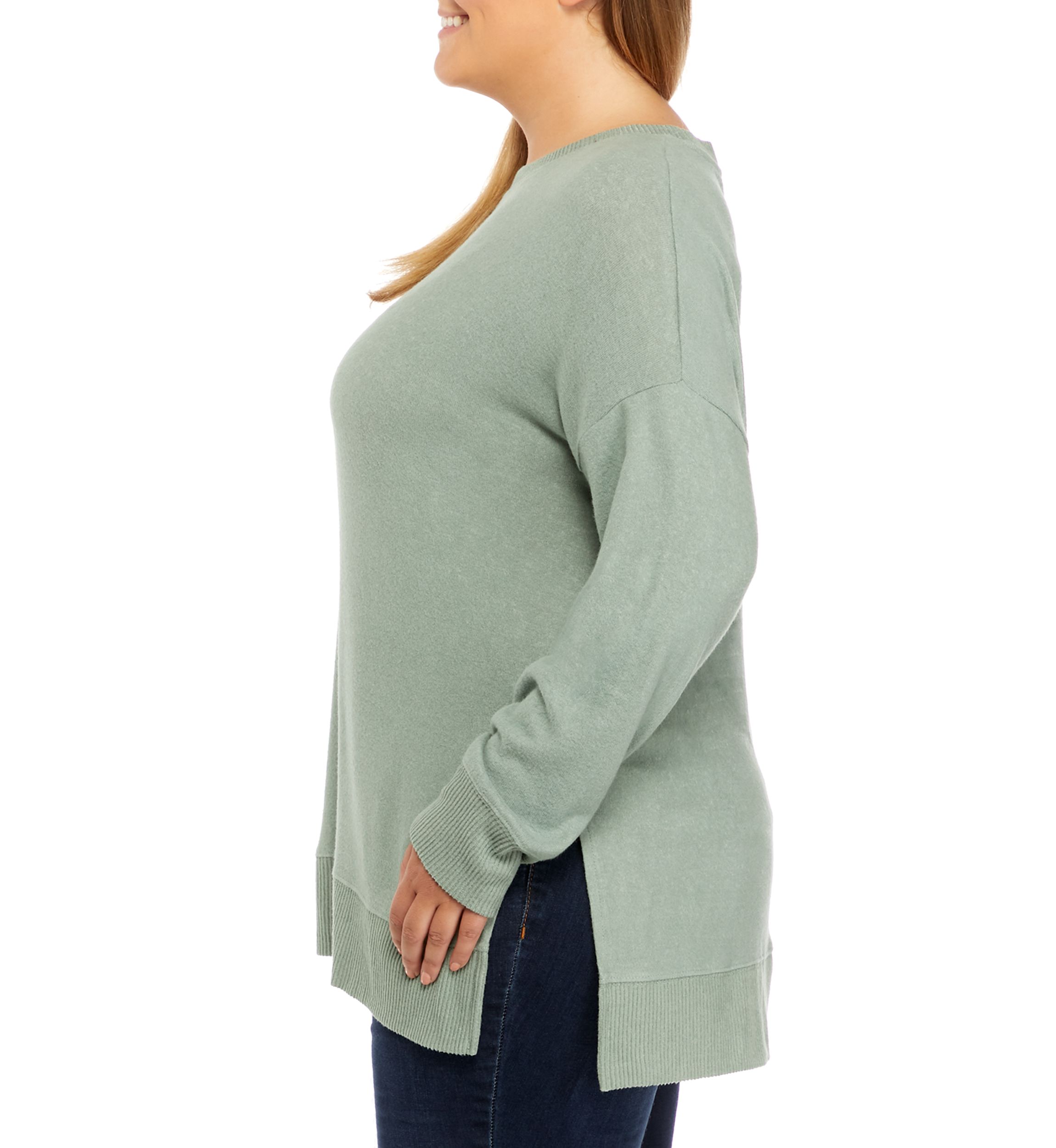 Plus Size Long Sleeve Hacci Tunic 