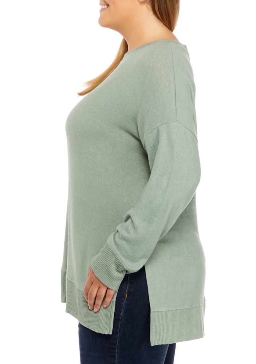 Plus Size Long Sleeve Hacci Tunic 