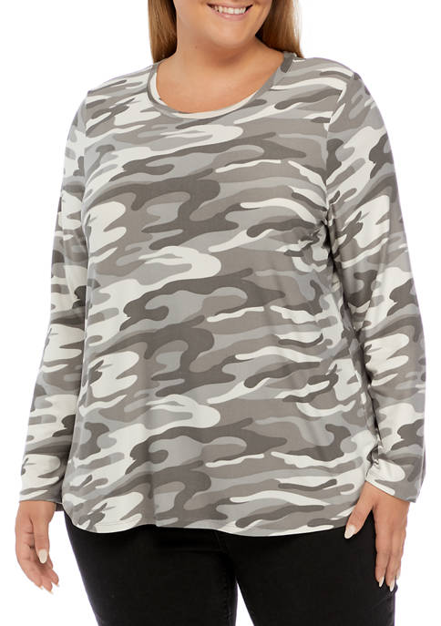 Planet Gold Plus Size Long Sleeve Peached T-Shirt