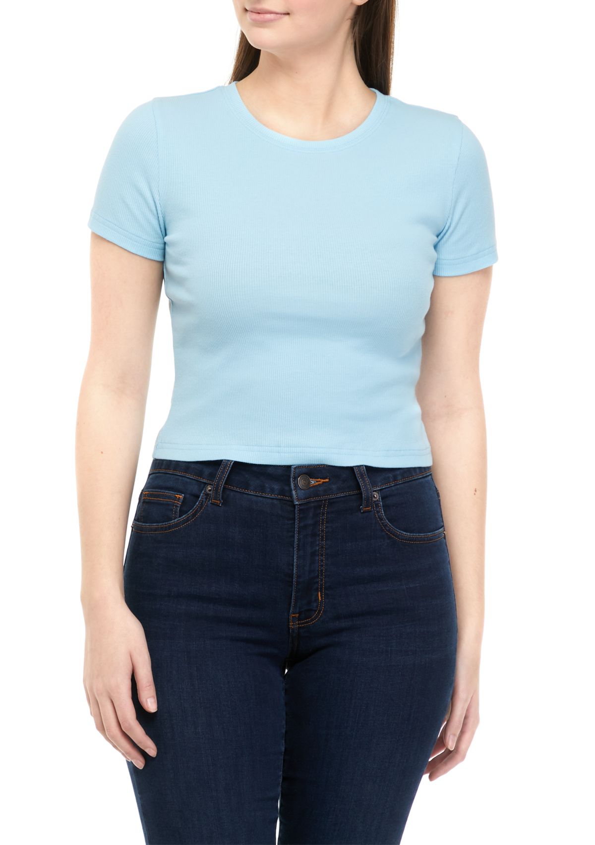 Juniors Short Sleeve Ribbed T-Shirt 