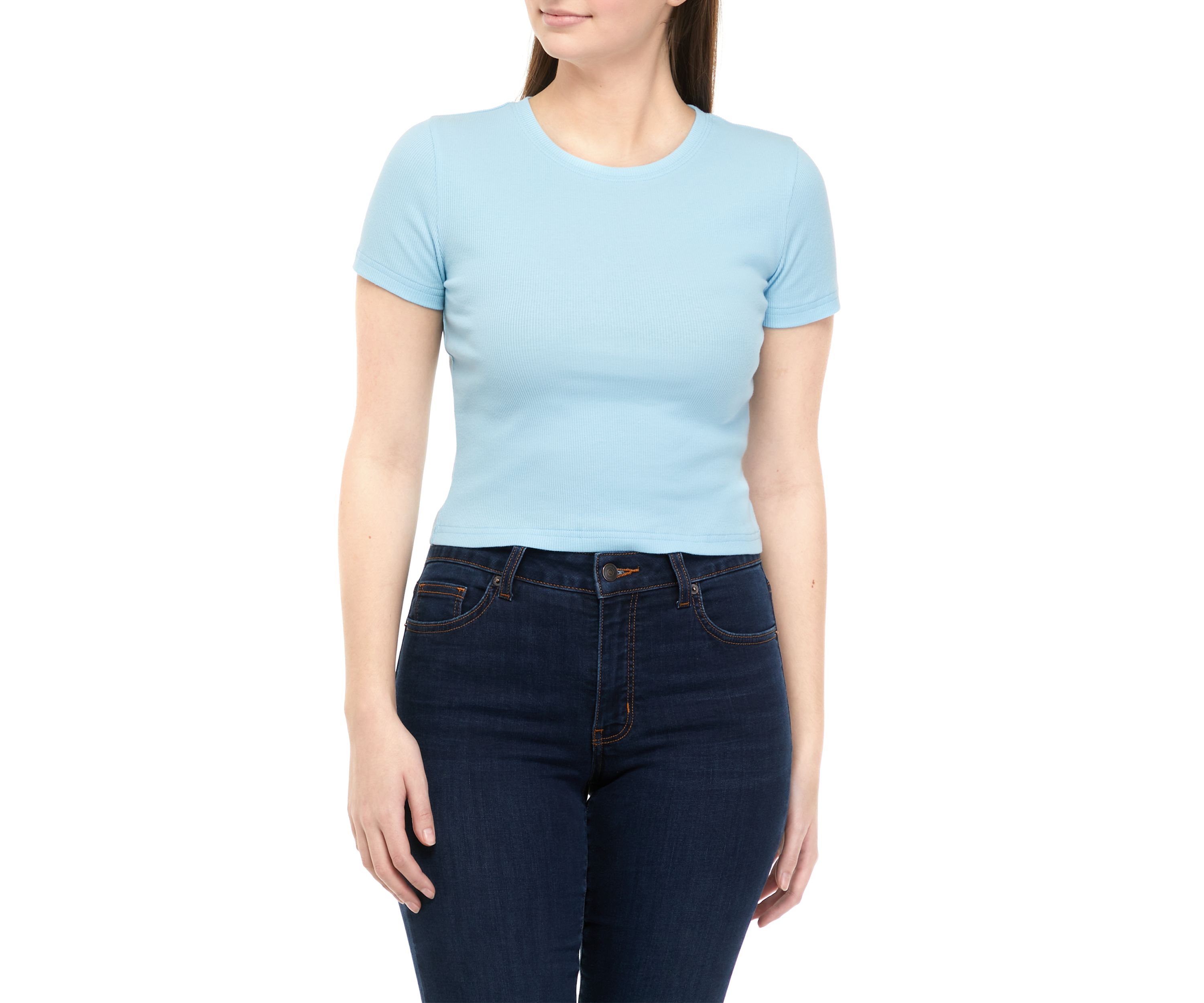 Juniors Short Sleeve Ribbed T-Shirt 