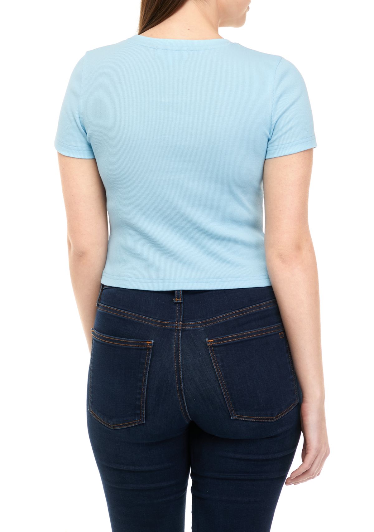 Juniors Short Sleeve Ribbed T-Shirt 