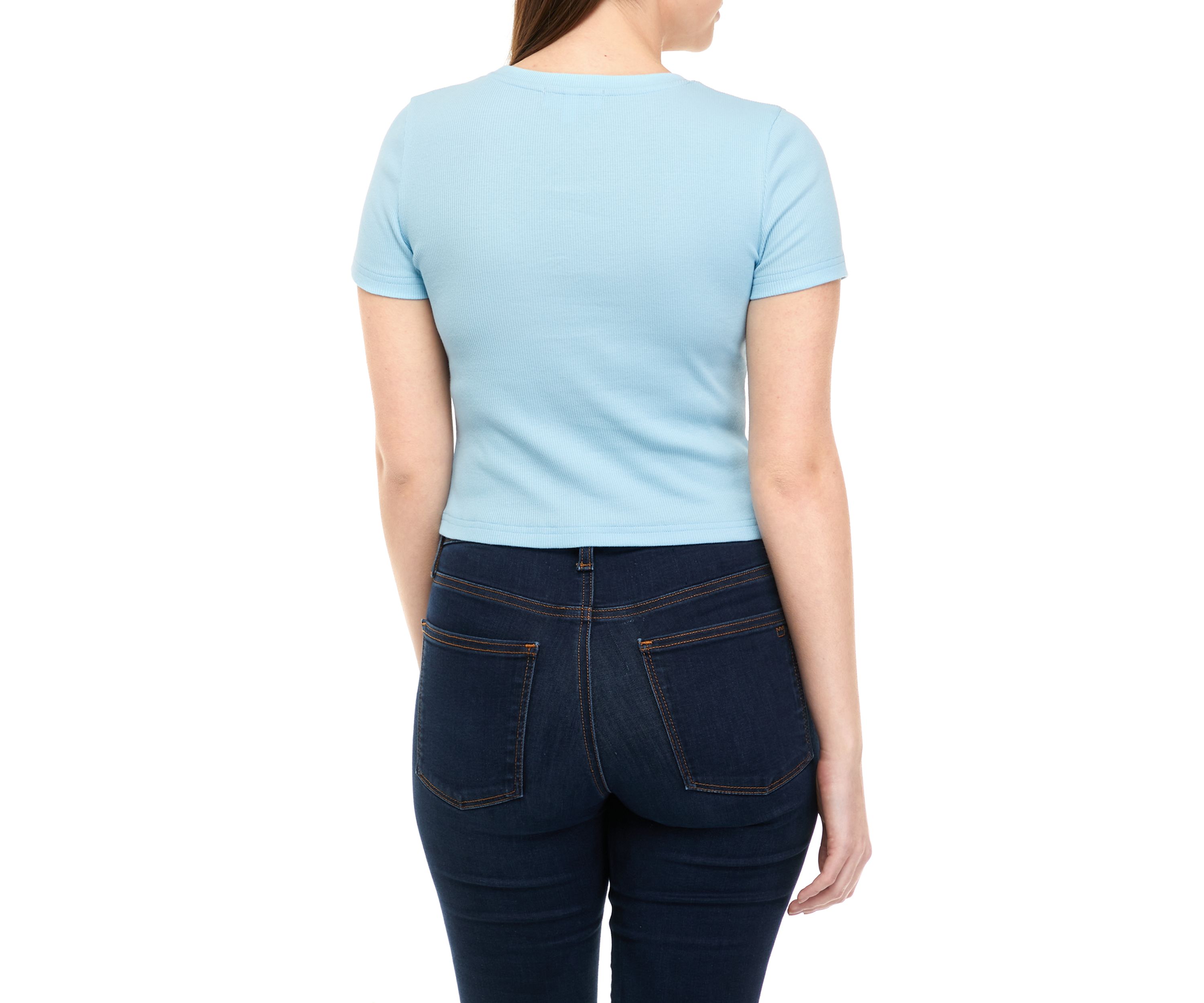 Juniors Short Sleeve Ribbed T-Shirt 