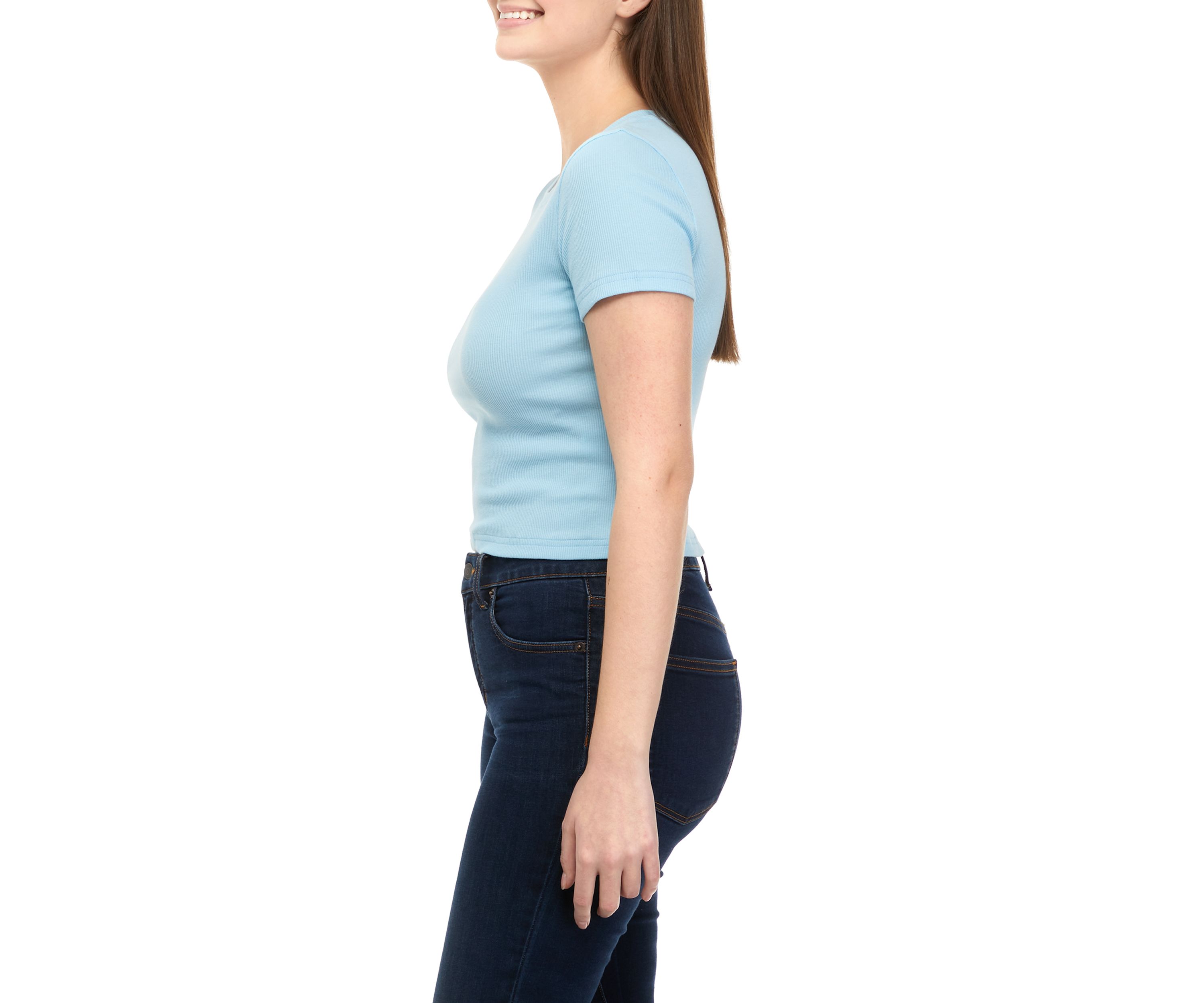 Juniors Short Sleeve Ribbed T-Shirt 
