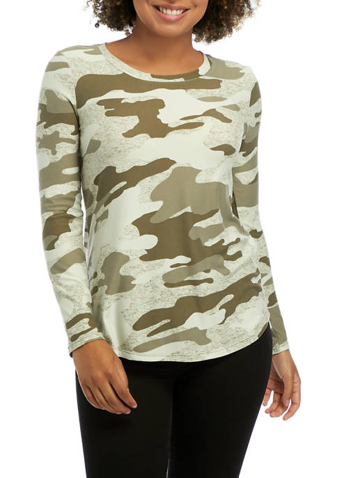 Planet Gold Juniors Long Sleeve Camouflage T-Shirt