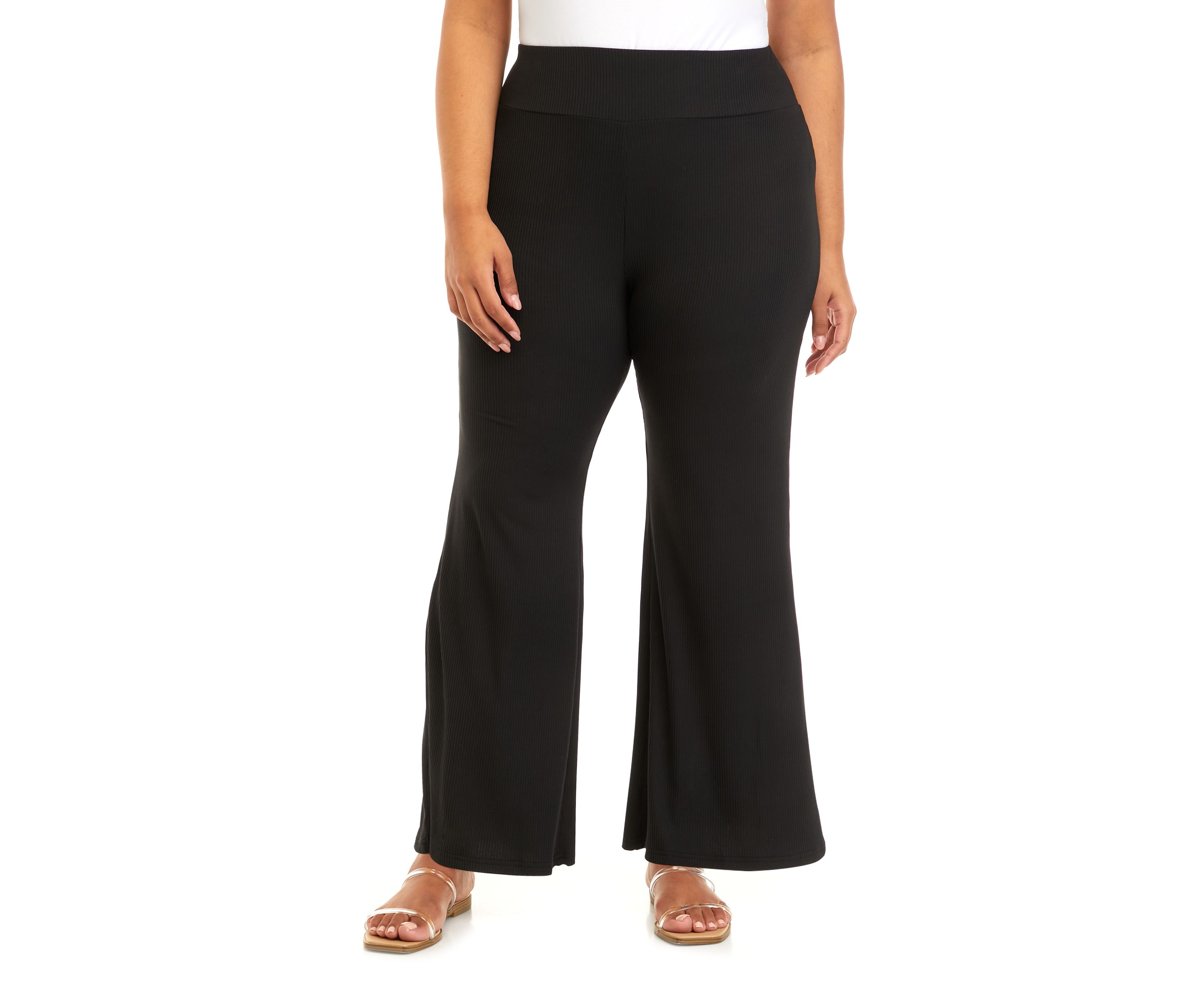 Plus Size Pull On Ribbed Pants 