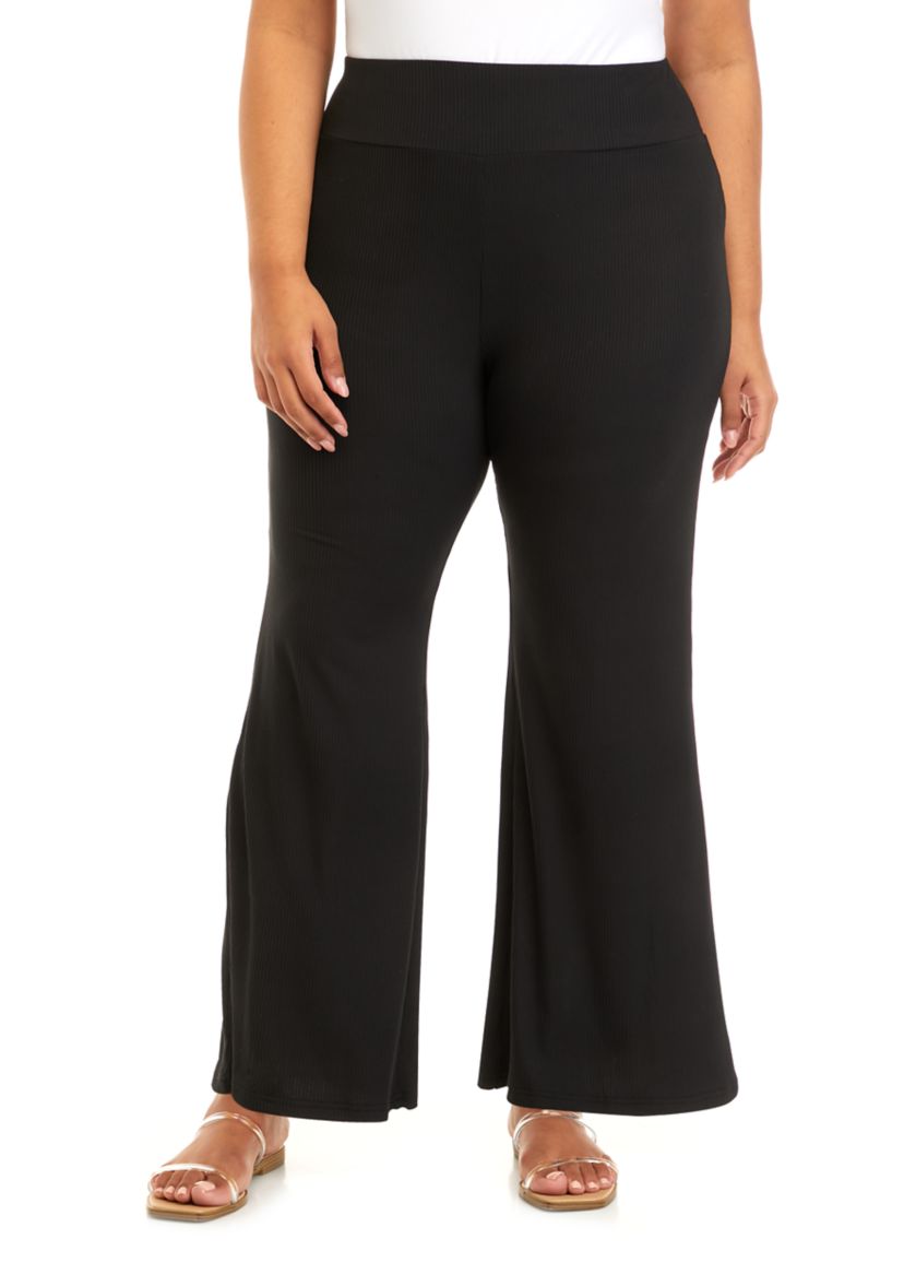 Plus Size Pull On Ribbed Pants 