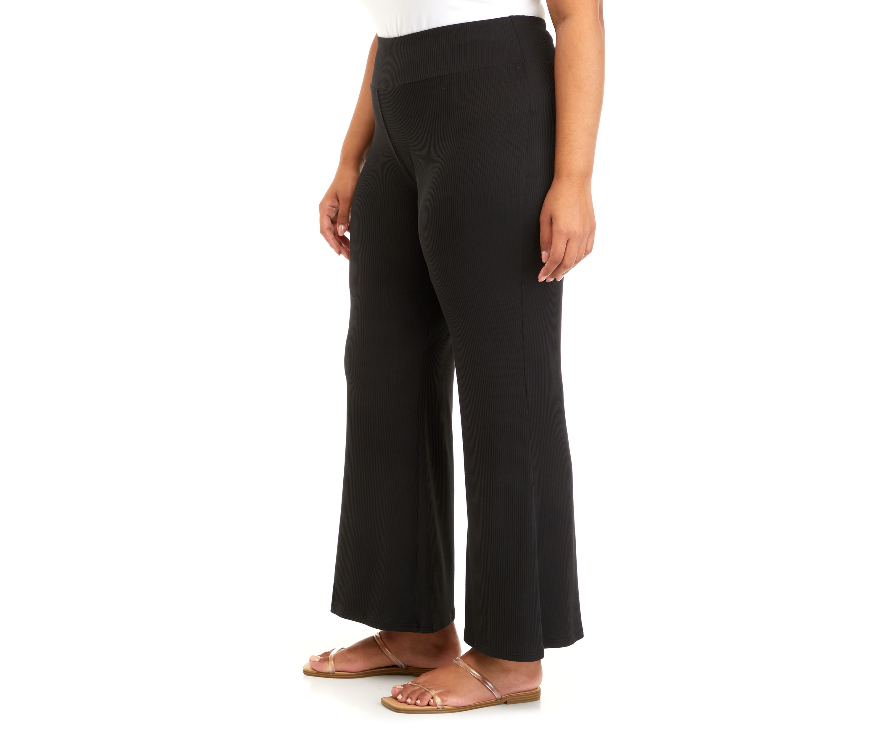 Plus Size Pull On Ribbed Pants 