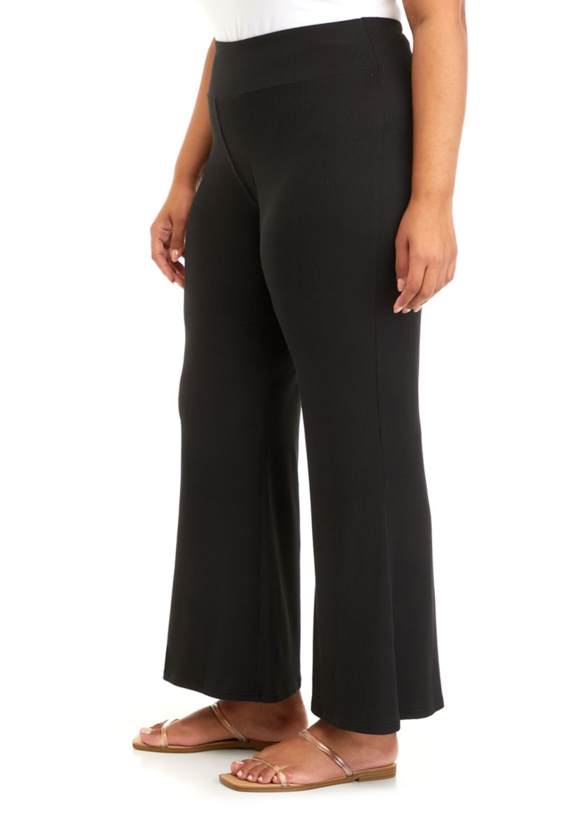 Plus Size Pull On Ribbed Pants 