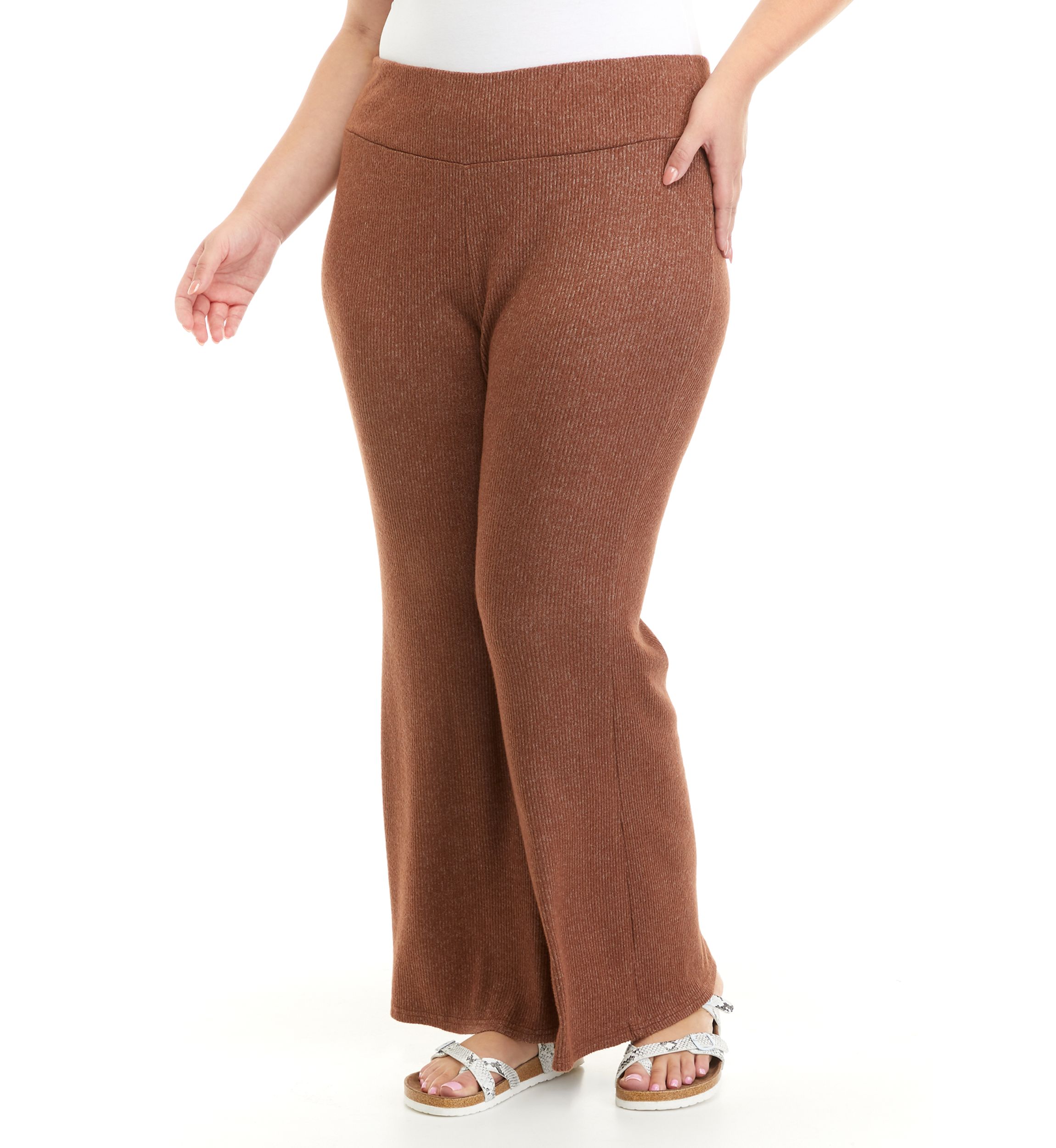 Plus Size Hacci Rib Flare Pants