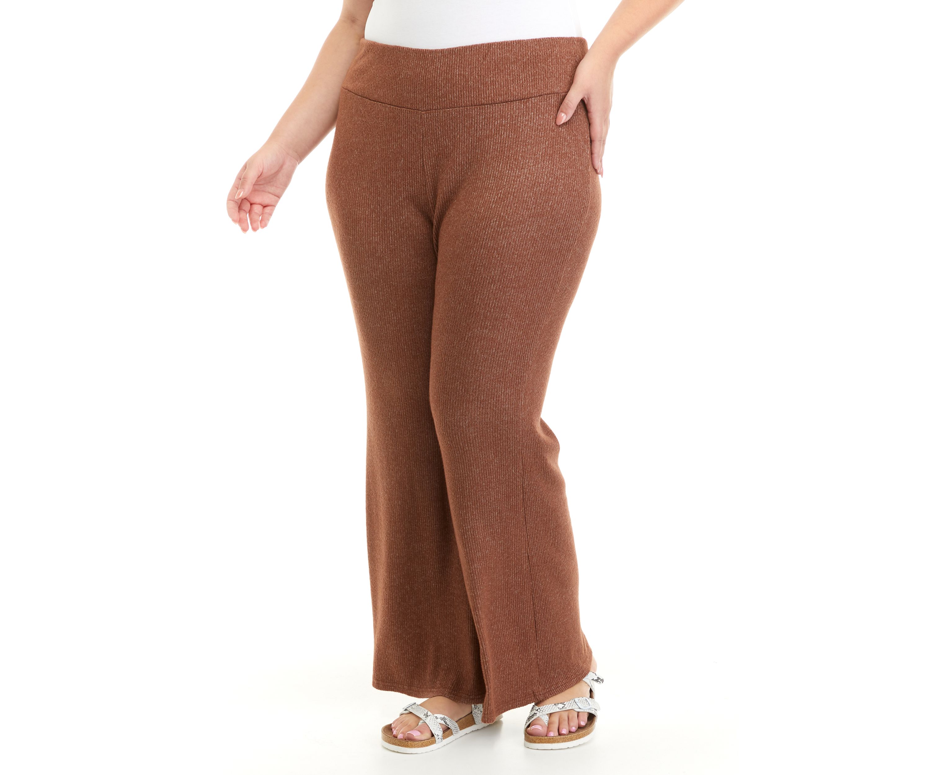 Plus Size Hacci Rib Flare Pants
