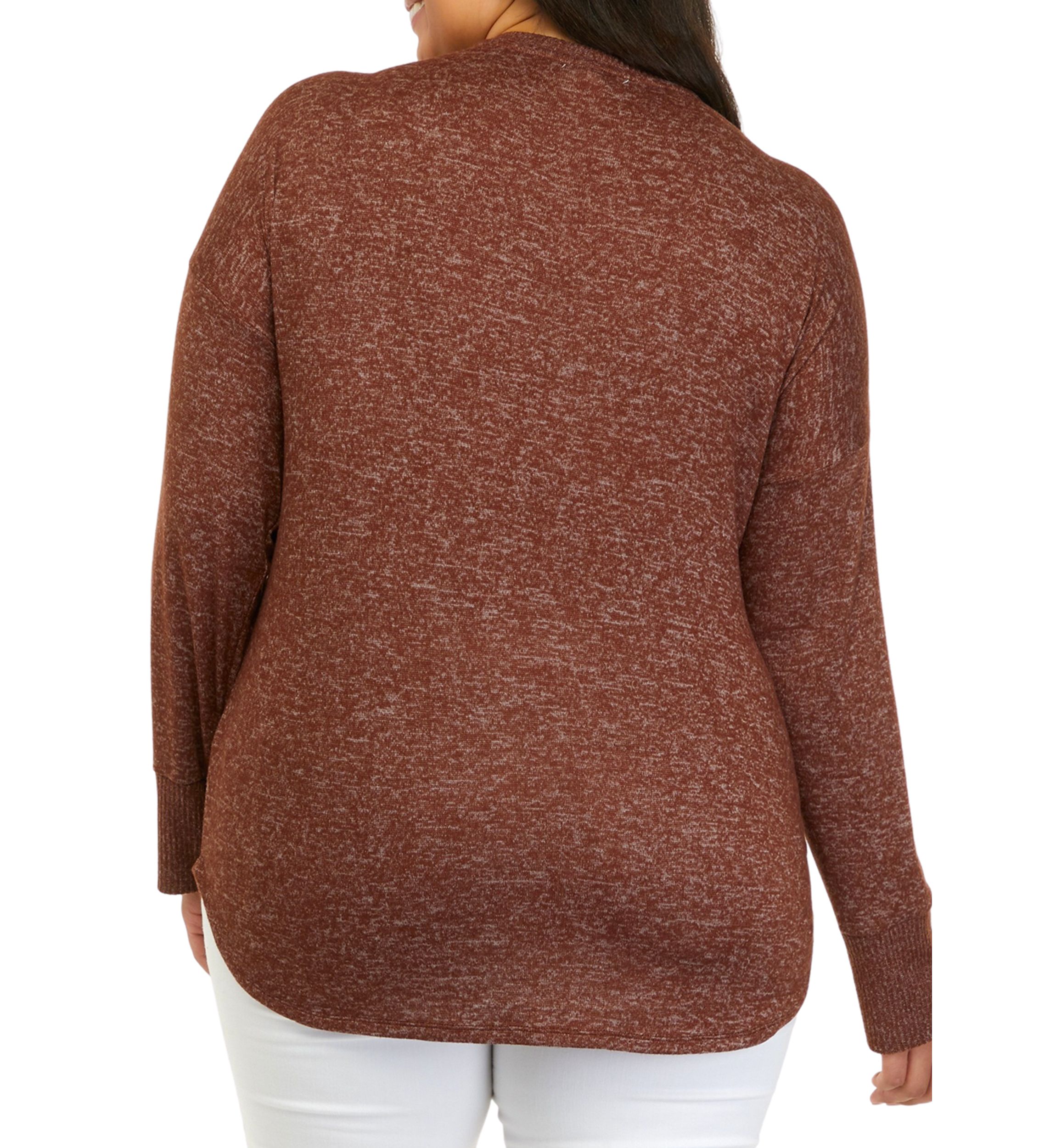 Plus Size Hacci Rib V-Neck Top 