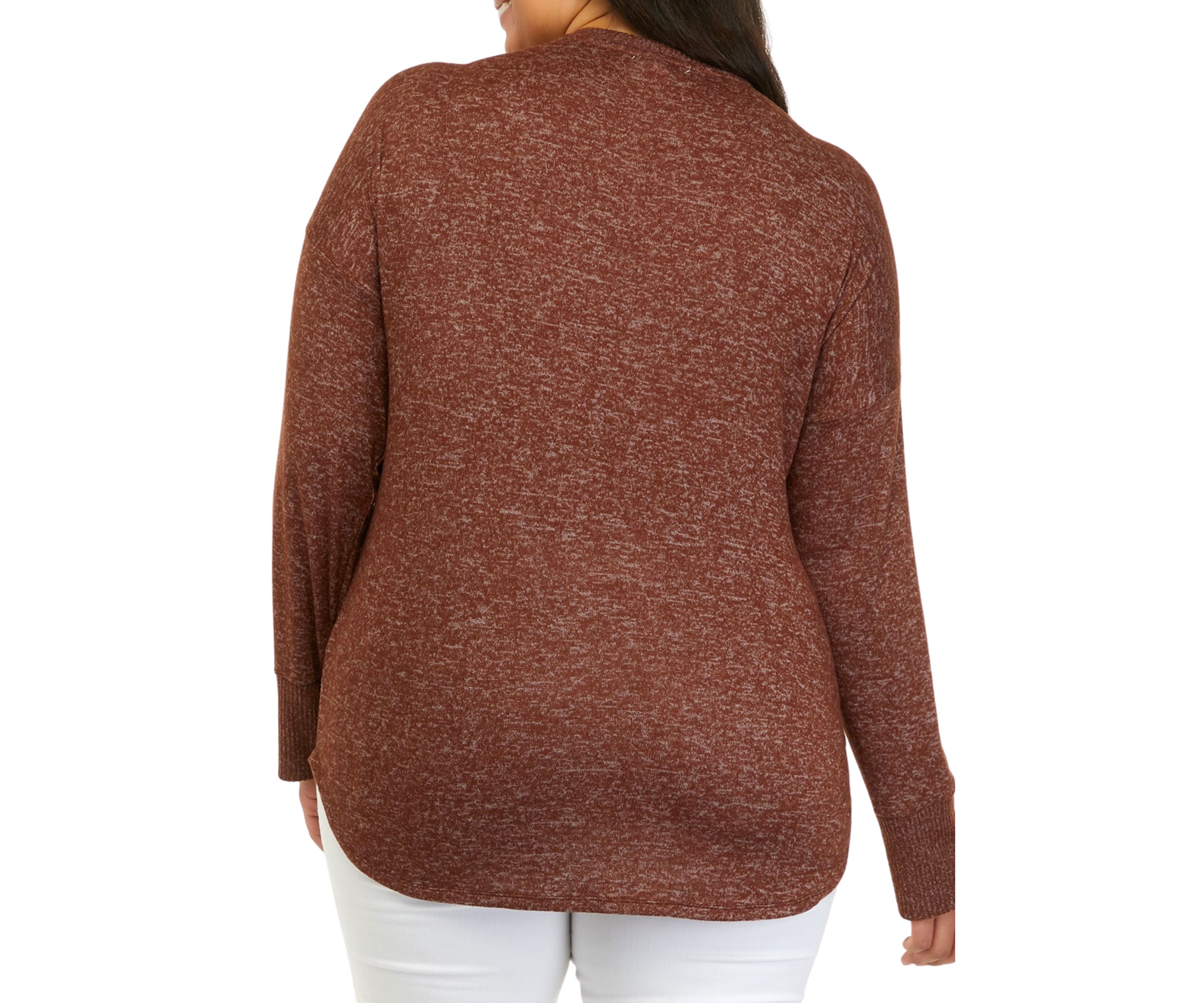 Plus Size Hacci Rib V-Neck Top 