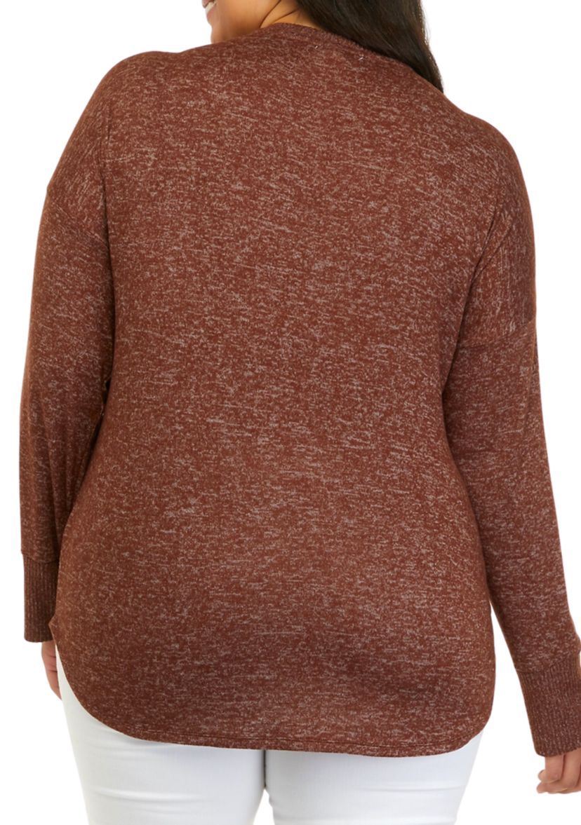 Plus Size Hacci Rib V-Neck Top 