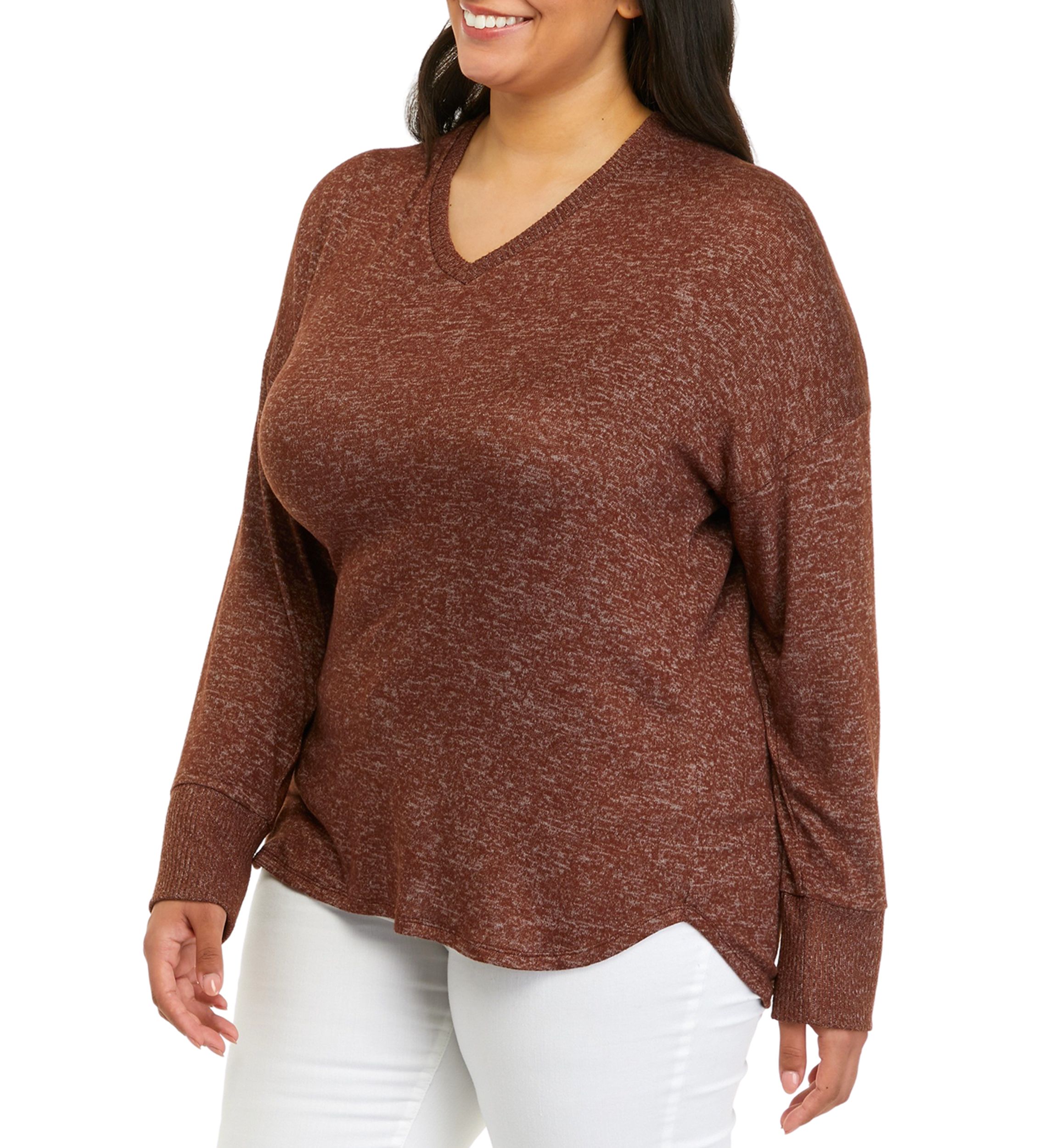 Plus Size Hacci Rib V-Neck Top 