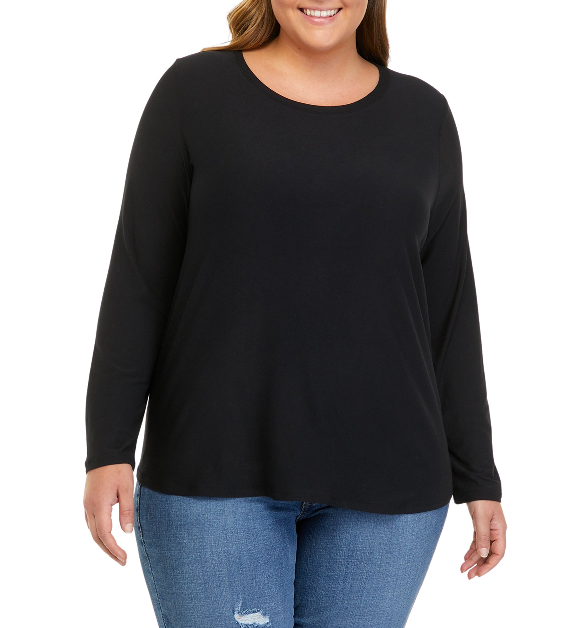 Plus Size Long Sleeve Peached T-Shirt 