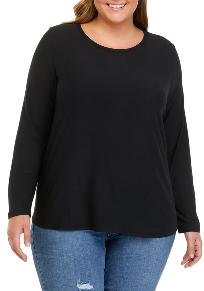 Plus Size Long Sleeve Peached T-Shirt 