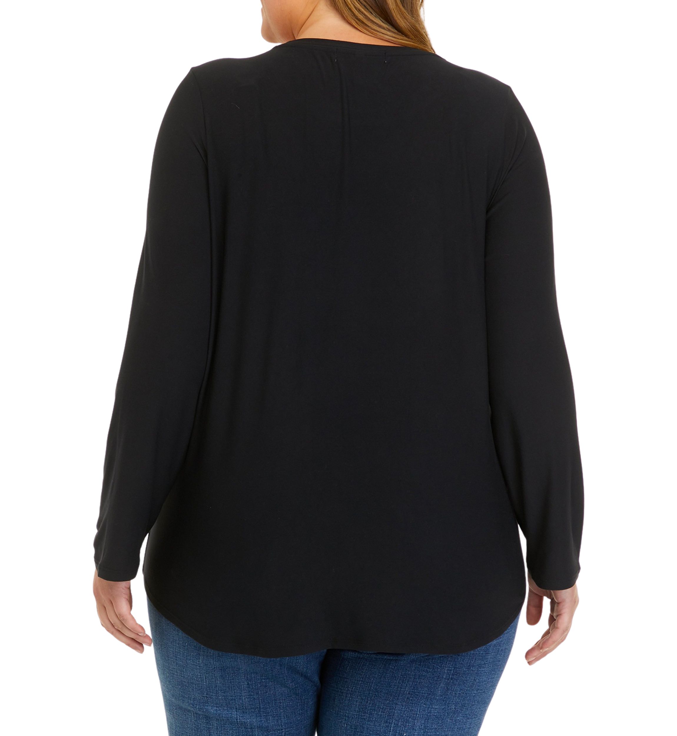 Plus Size Long Sleeve Peached T-Shirt 