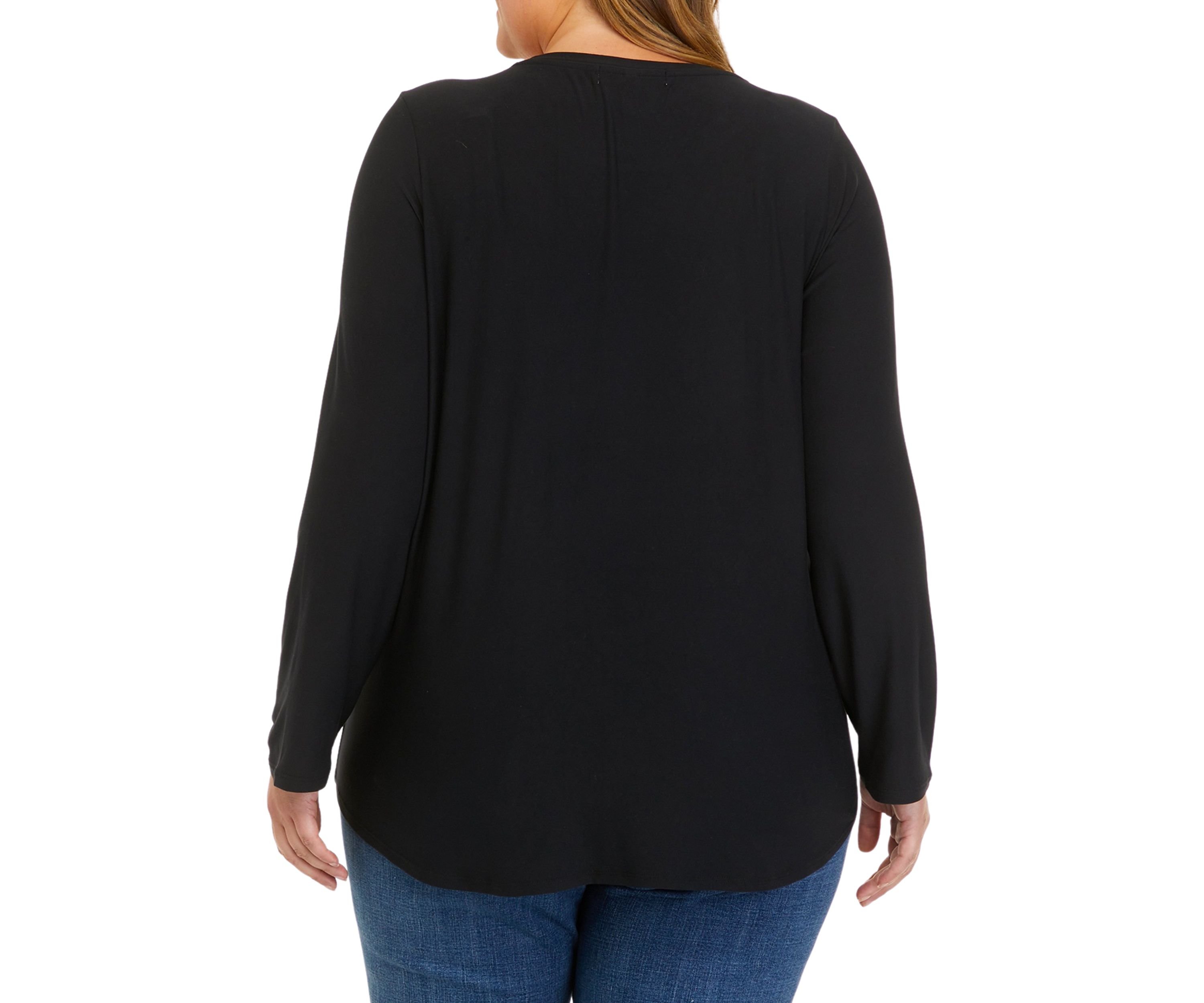 Plus Size Long Sleeve Peached T-Shirt 