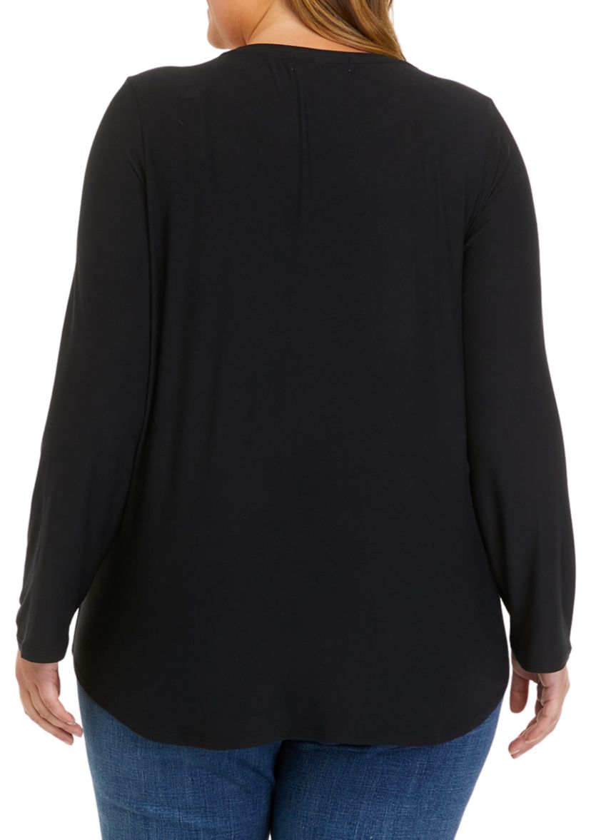 Plus Size Long Sleeve Peached T-Shirt 