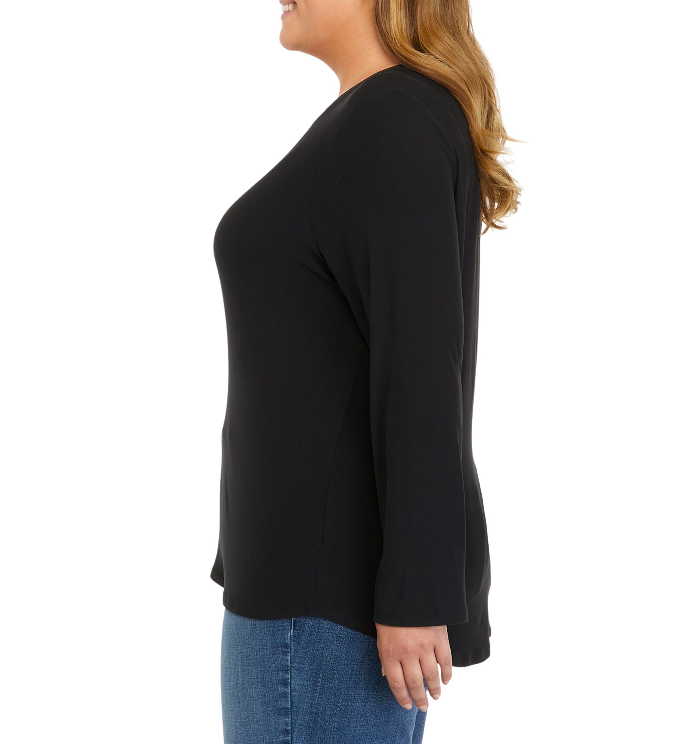 Plus Size Long Sleeve Peached T-Shirt 