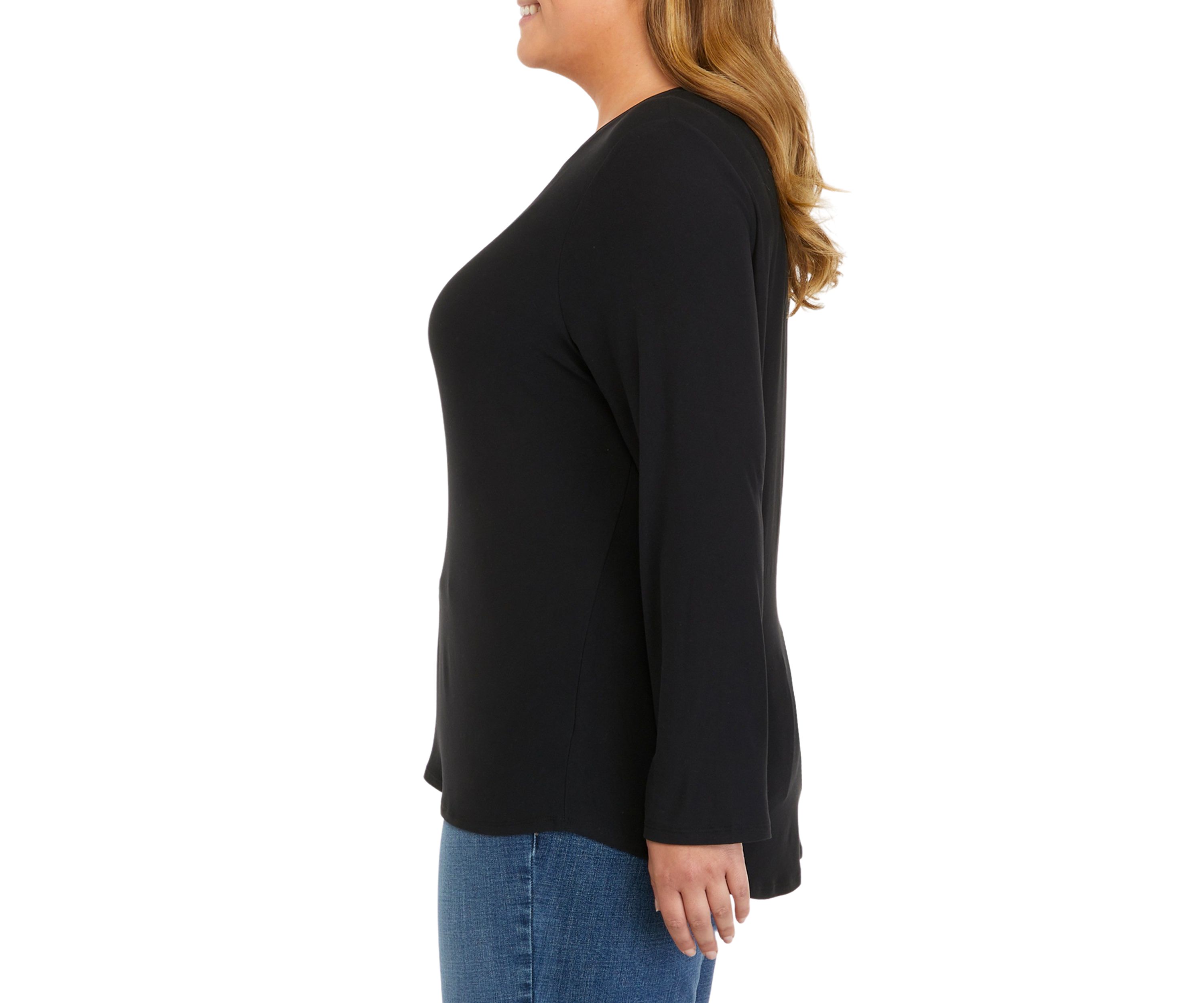 Plus Size Long Sleeve Peached T-Shirt 